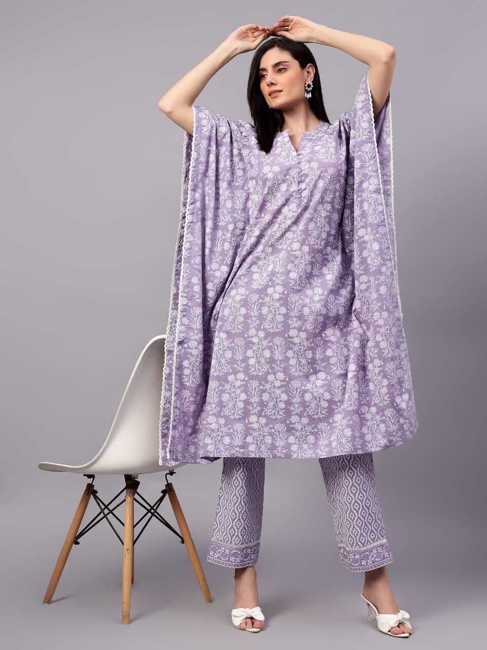 Lavender Cotton Kaftan Set