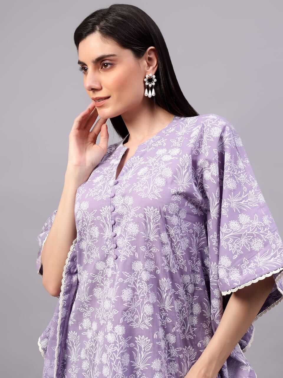 Lavender Cotton Kaftan Set