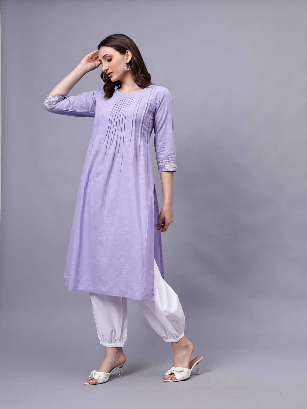 Lilac Mist Cotton Slub Straight Kurta