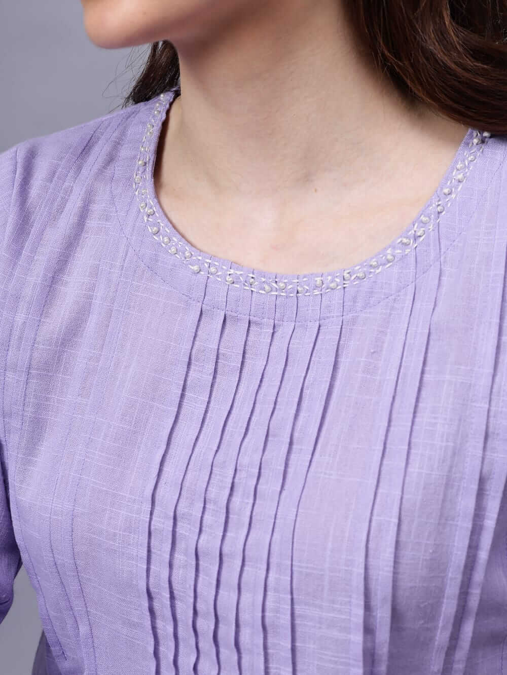 Lilac Mist Cotton Slub Straight Kurta