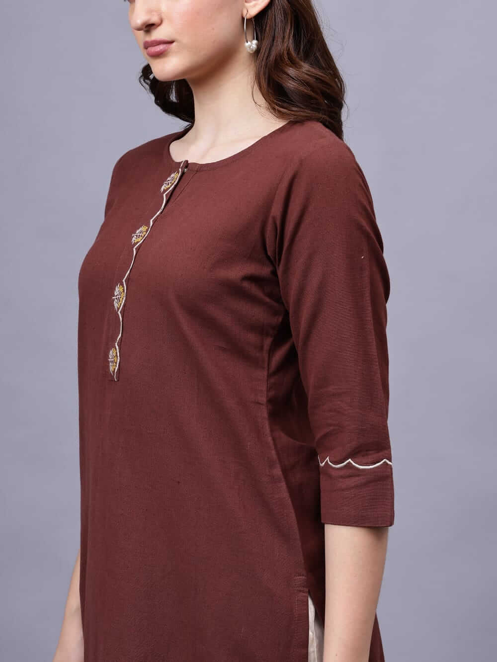 Coffee Cotton Flex Straight Kurta