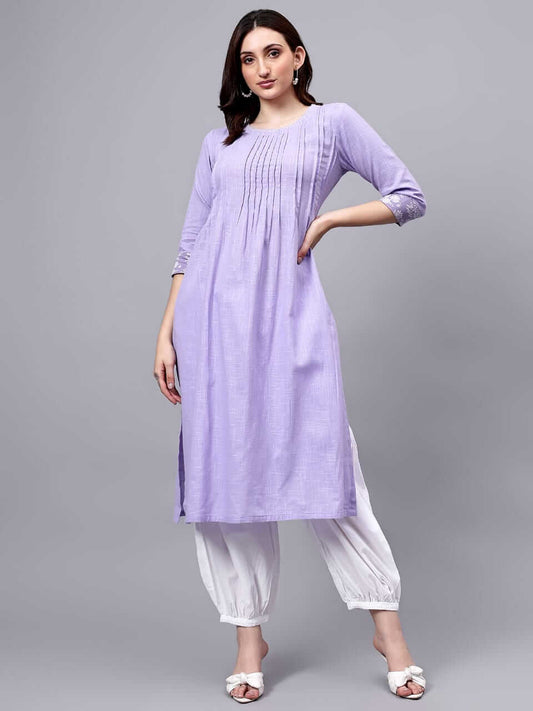 Lilac Mist Cotton Slub Straight Kurta