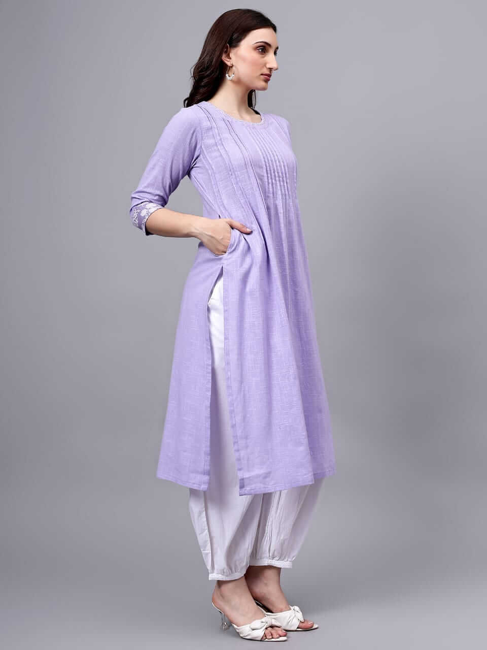 Lilac Mist Cotton Slub Straight Kurta