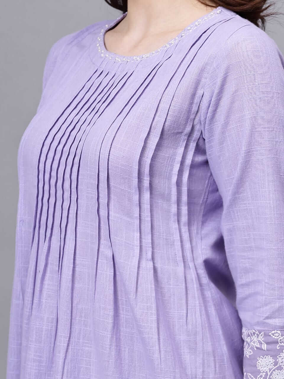 Lilac Mist Cotton Slub Straight Kurta