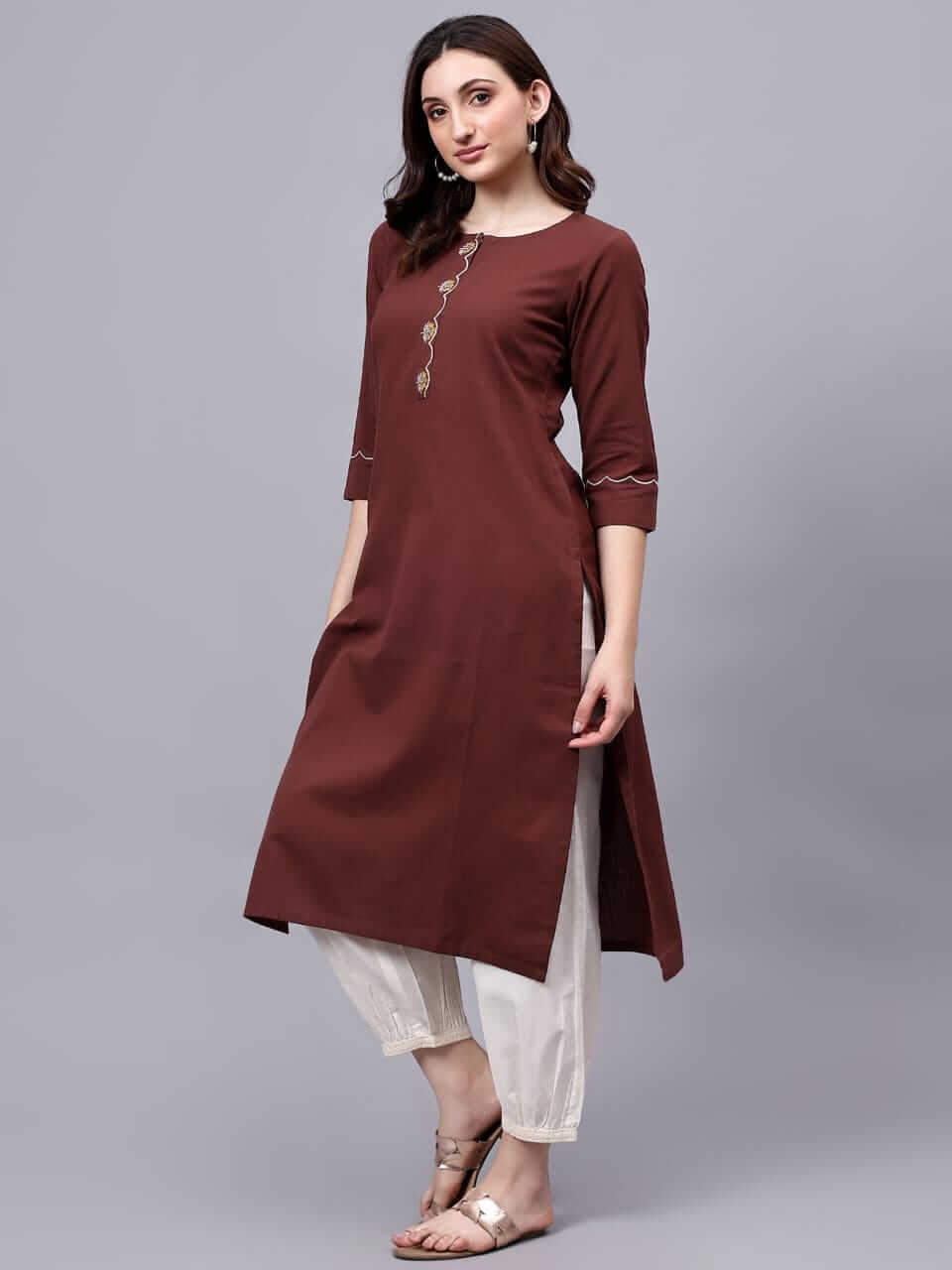 Coffee Cotton Flex Straight Kurta