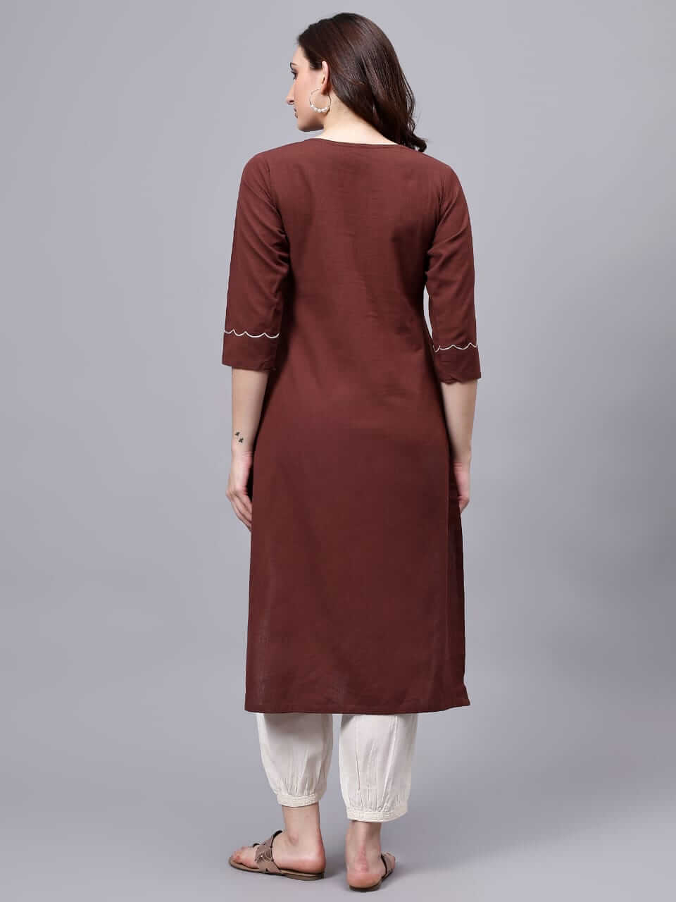 Coffee Cotton Flex Straight Kurta