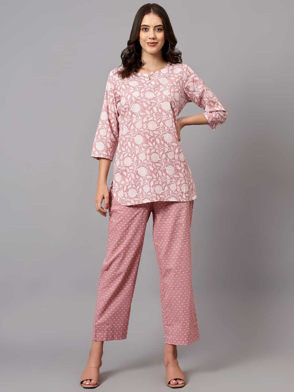 Salmon Pink Cotton Loungewear Set