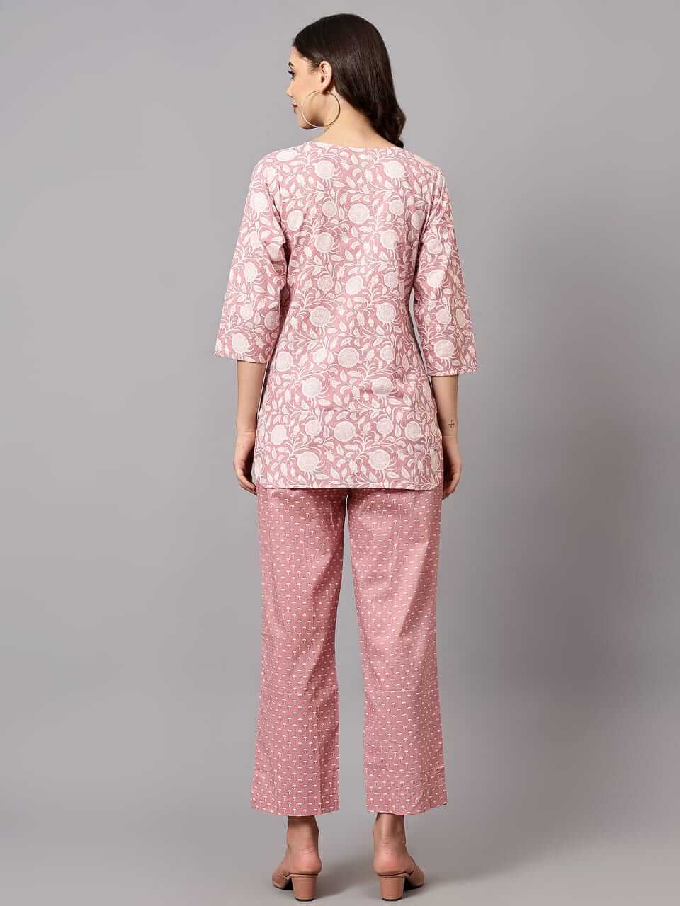 Salmon Pink Cotton Loungewear Set