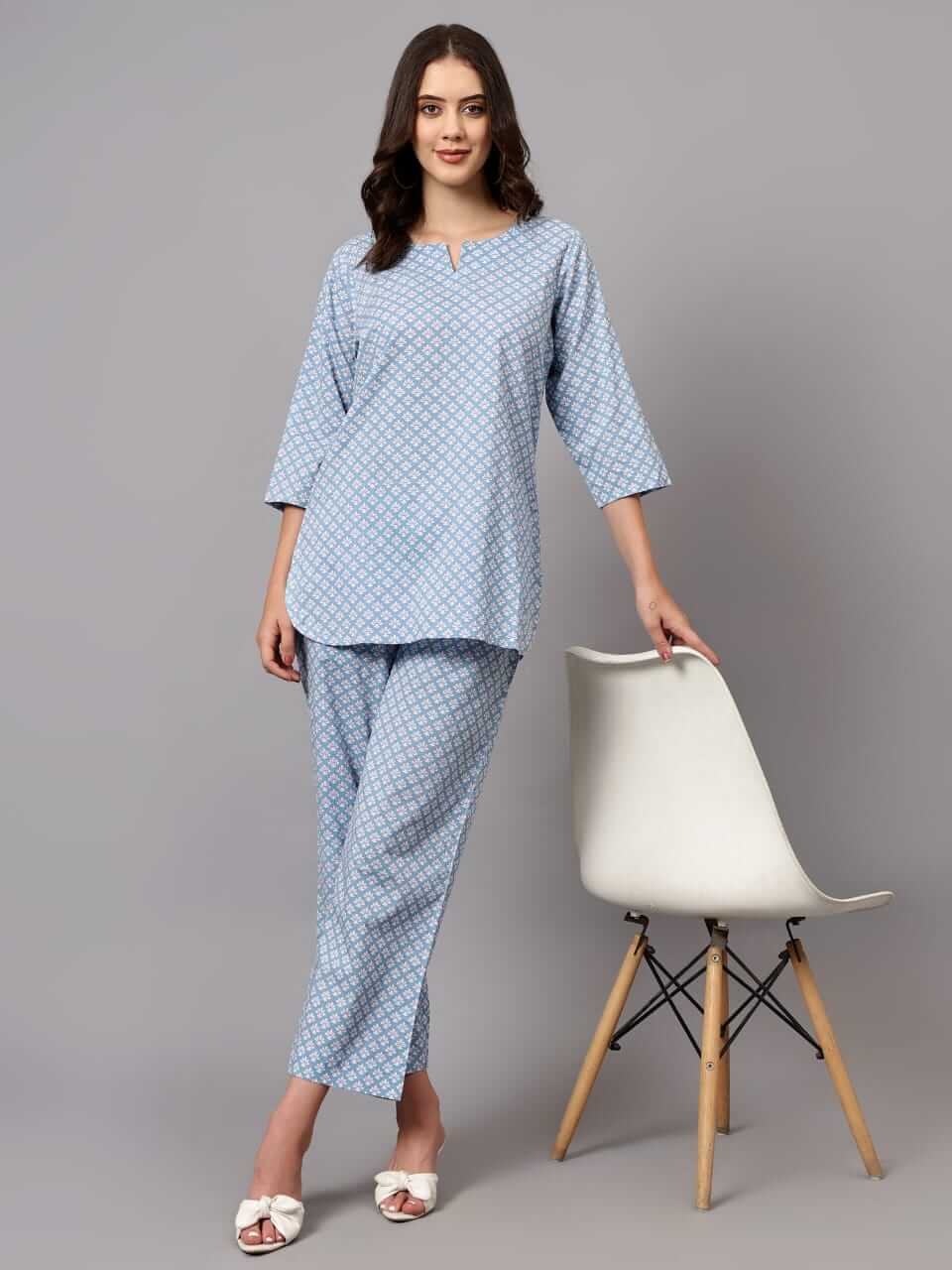 Carolina Blue Cotton Loungewear Set