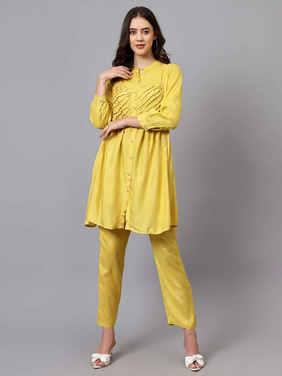 Golden Yellow Cotton Silk Co-ord Set