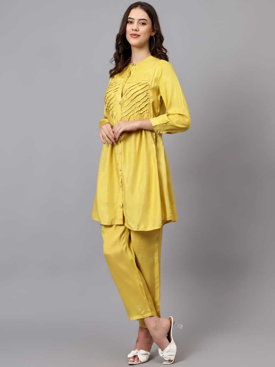 Golden Yellow Cotton Silk Co-ord Set