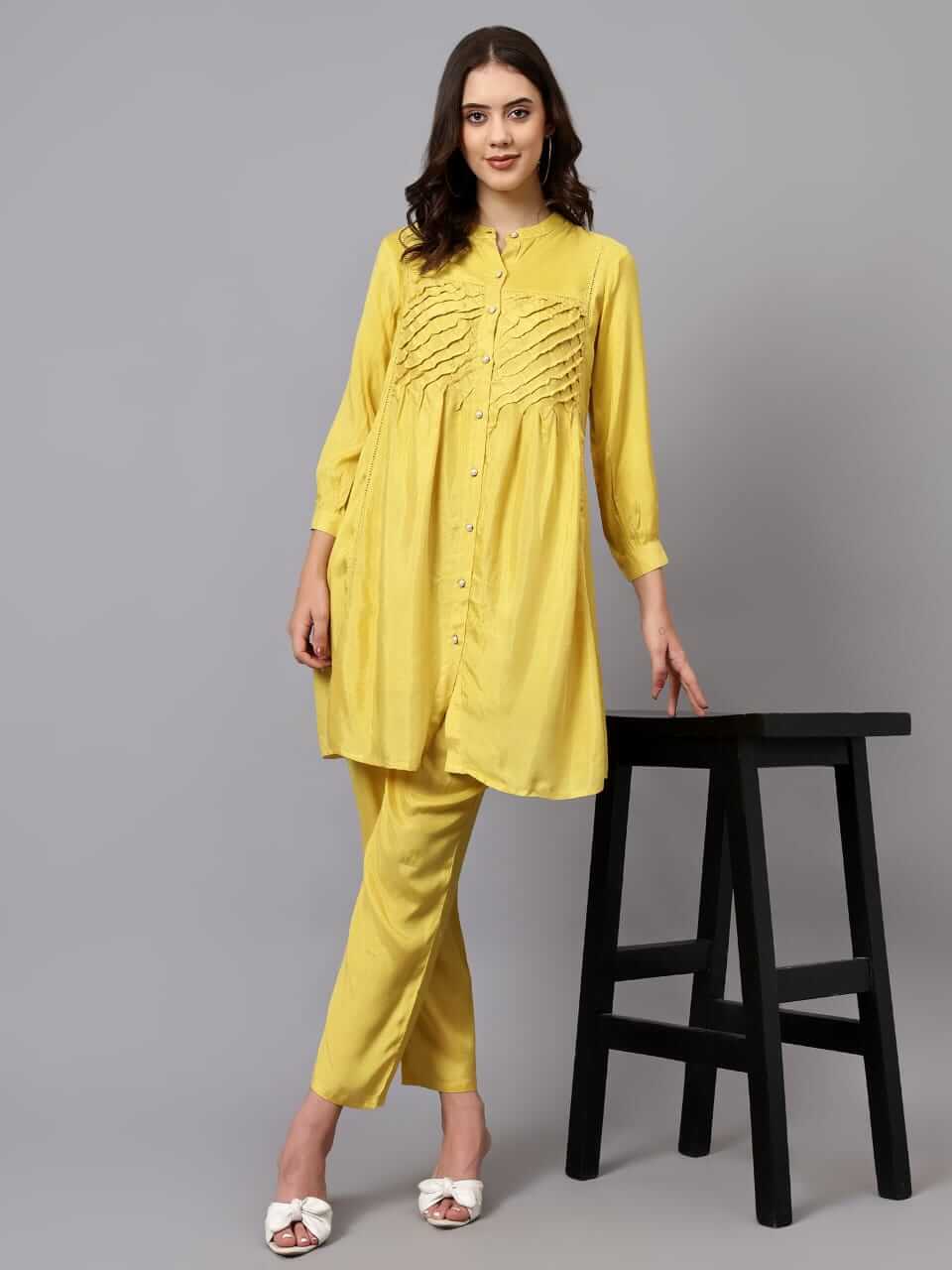 Golden Yellow Cotton Silk Co-ord Set