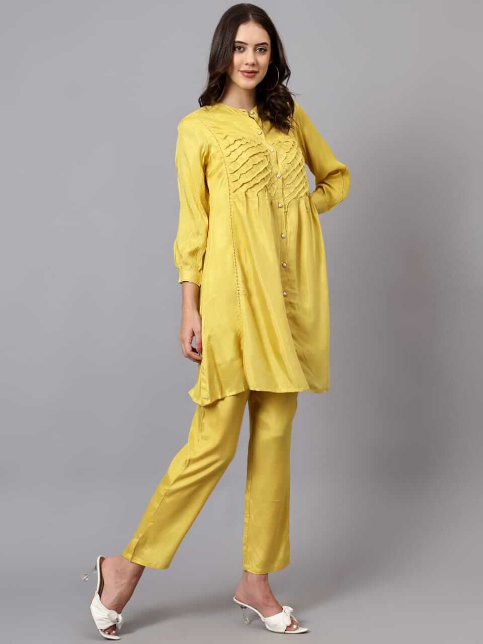 Golden Yellow Cotton Silk Co-ord Set