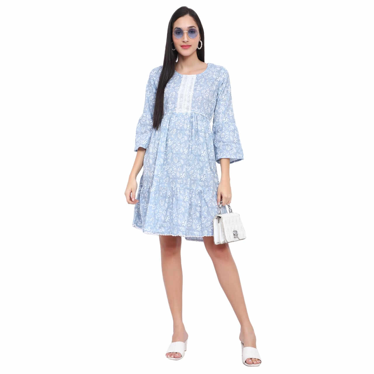 Breeze Blue Cotton Dress - LABEL OSS