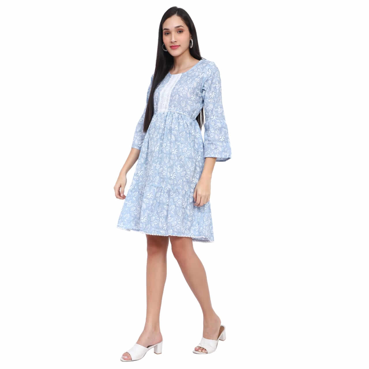 Breeze Blue Cotton Dress - LABEL OSS