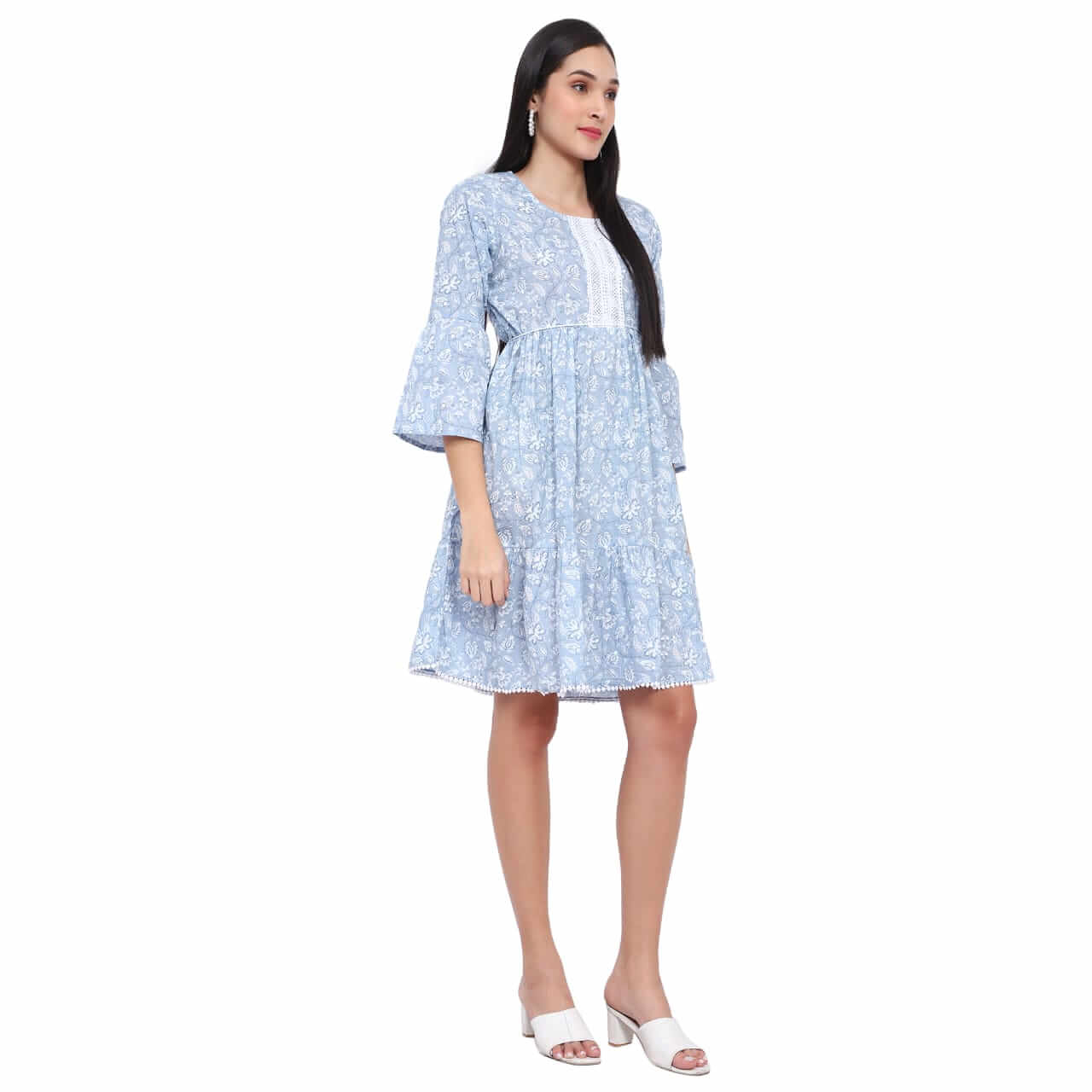 Breeze Blue Cotton Dress - LABEL OSS