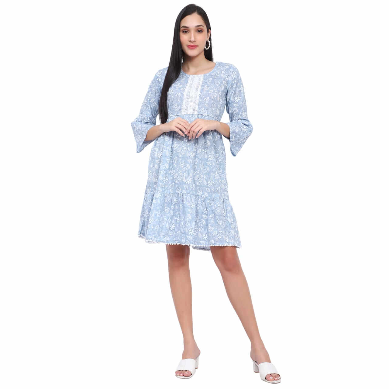 Breeze Blue Cotton Dress - LABEL OSS