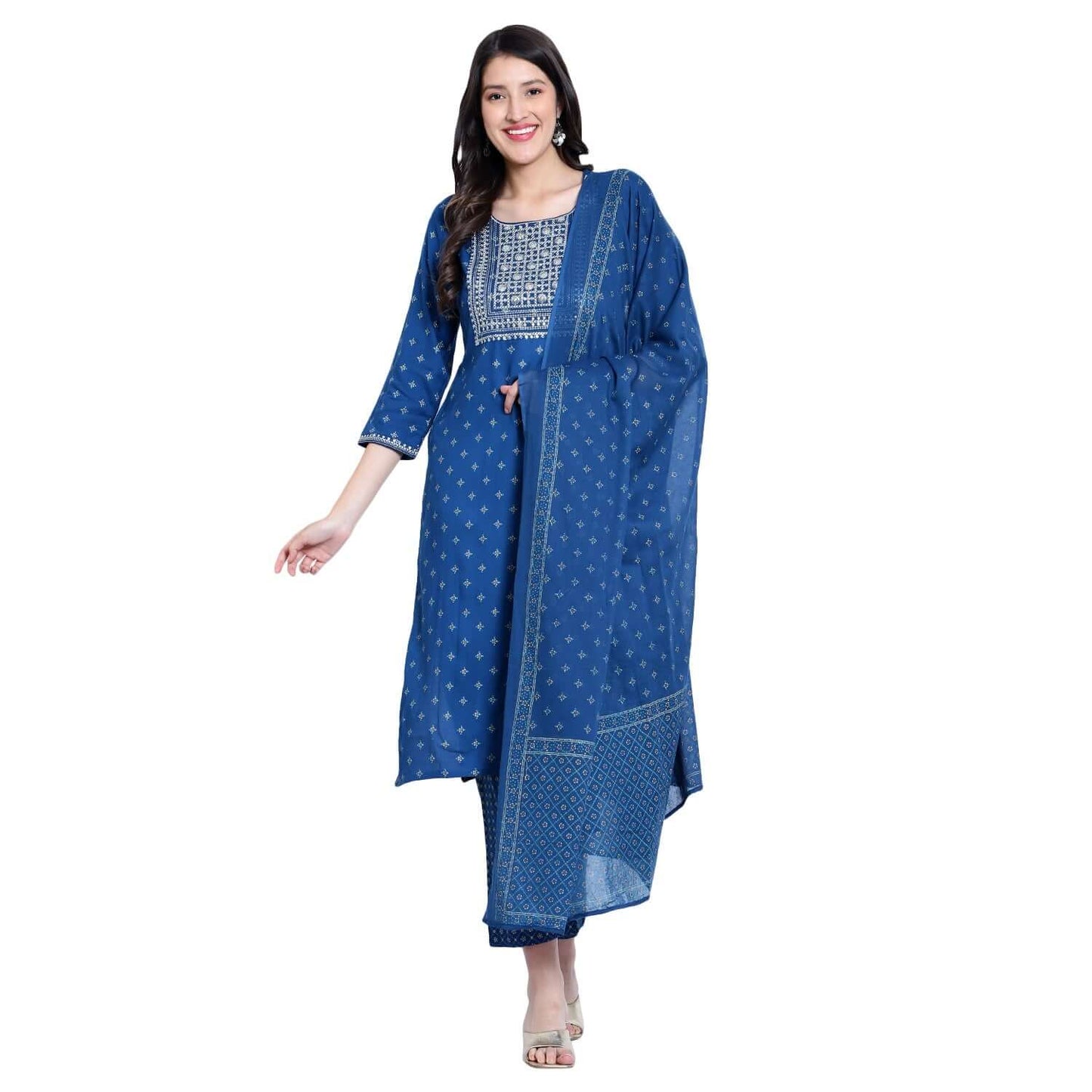 Cobalt Blue Rayon Embroidered Suit - LABEL OSS