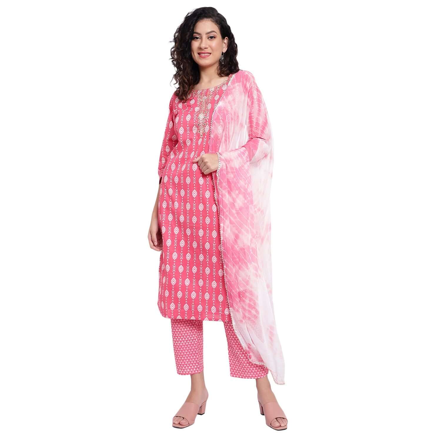 Coral Cotton Printed Suit Set - LABEL OSS