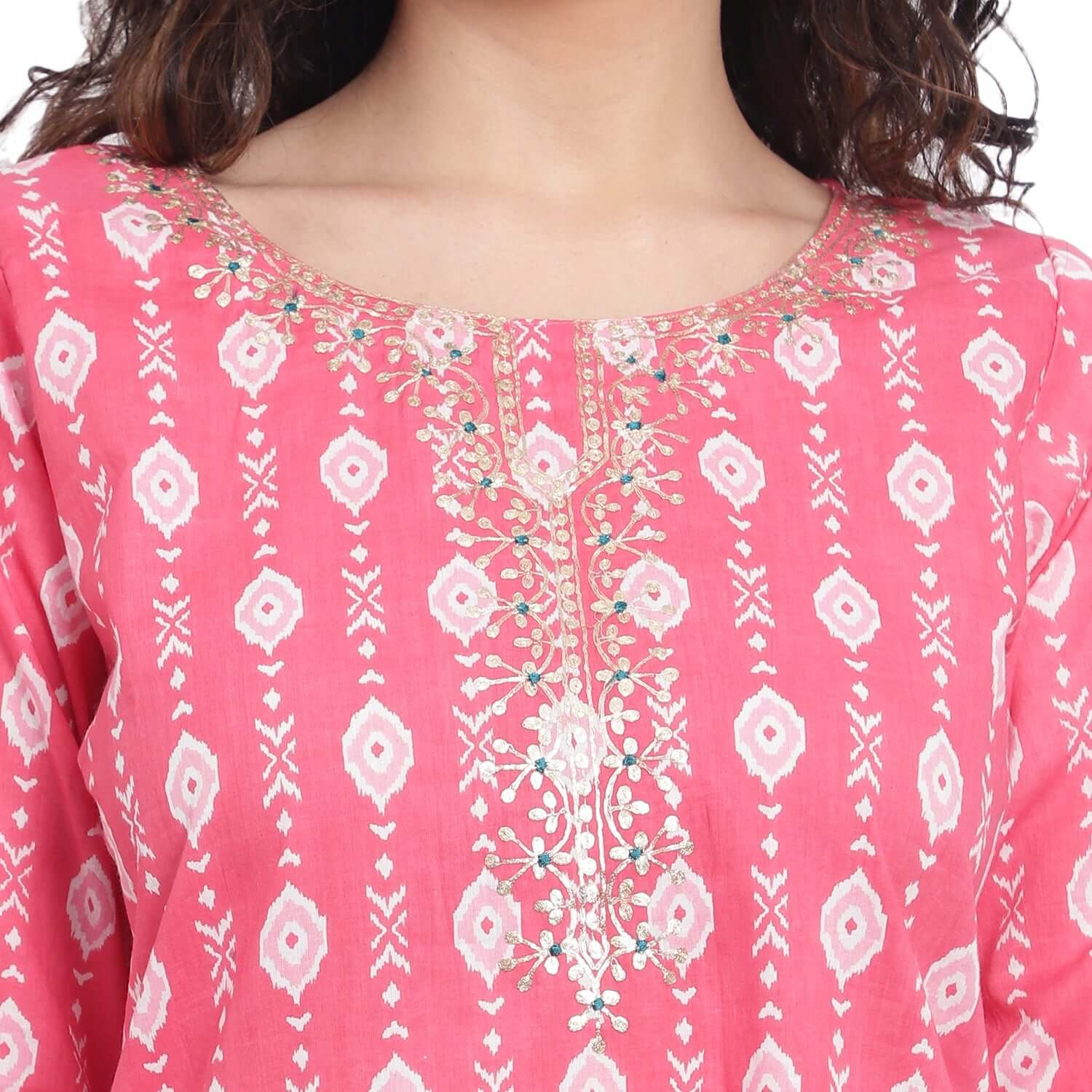 Coral Cotton Printed Suit Set - LABEL OSS