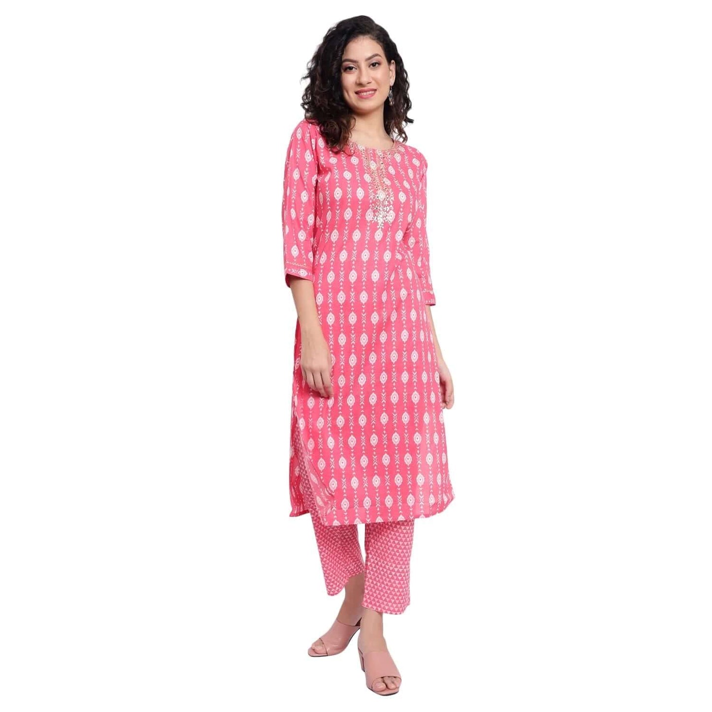 Coral Cotton Printed Suit Set - LABEL OSS