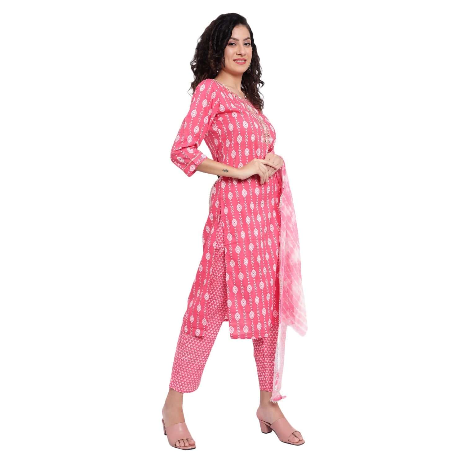 Coral Cotton Printed Suit Set - LABEL OSS