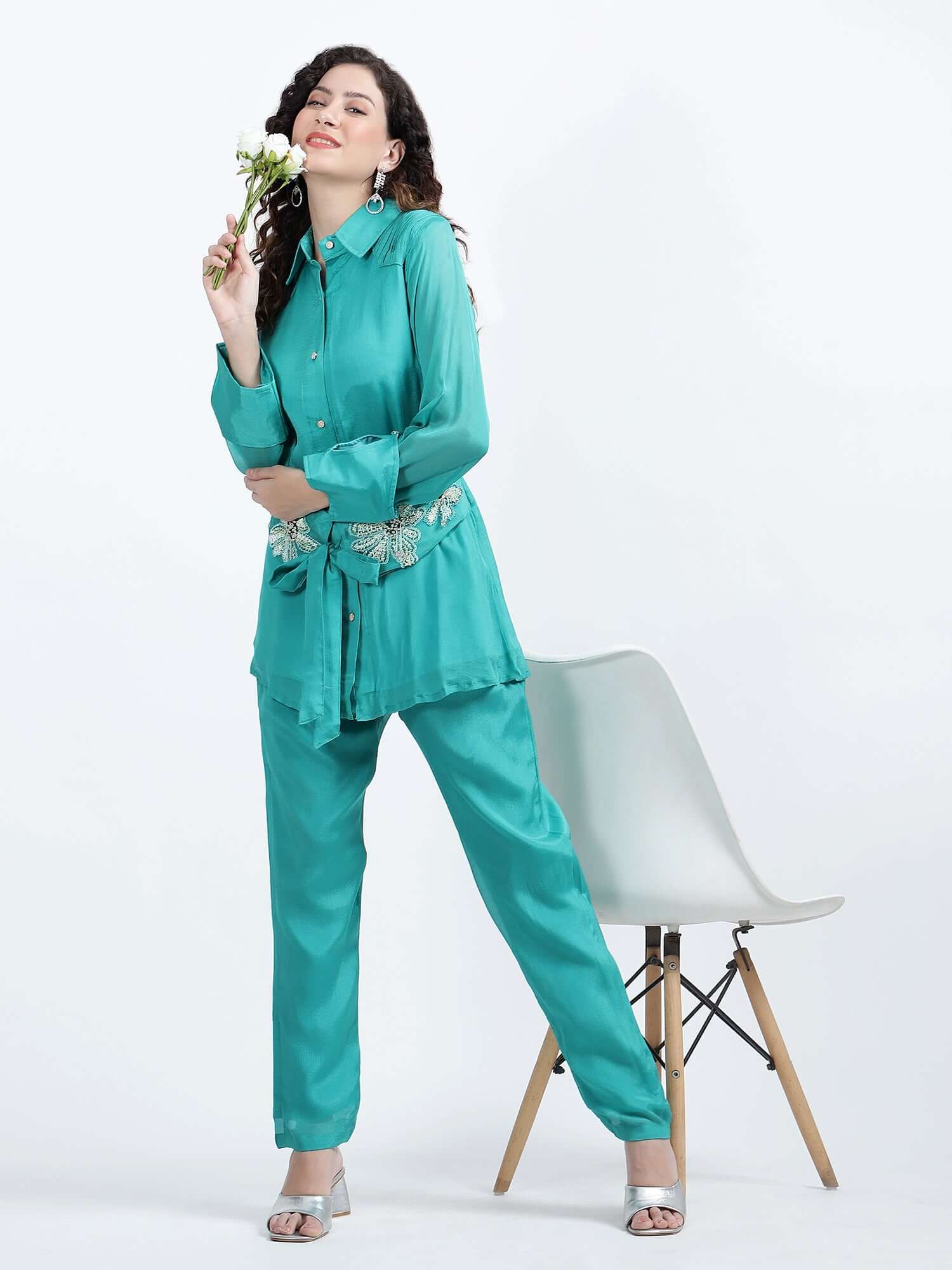 Emerald Green Pure Chinon Co-ord Set - LABEL OSS