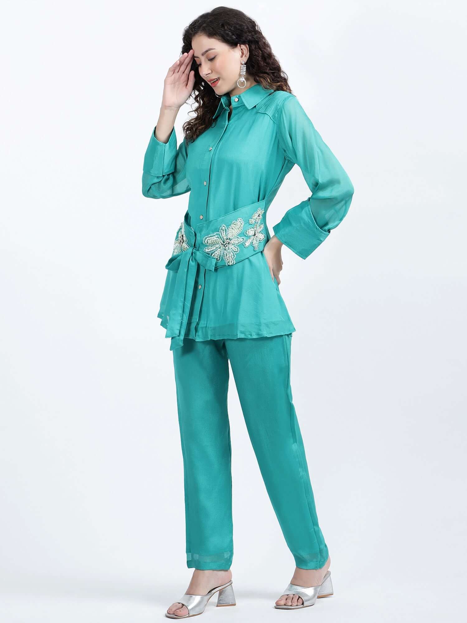 Emerald Green Pure Chinon Co-ord Set - LABEL OSS