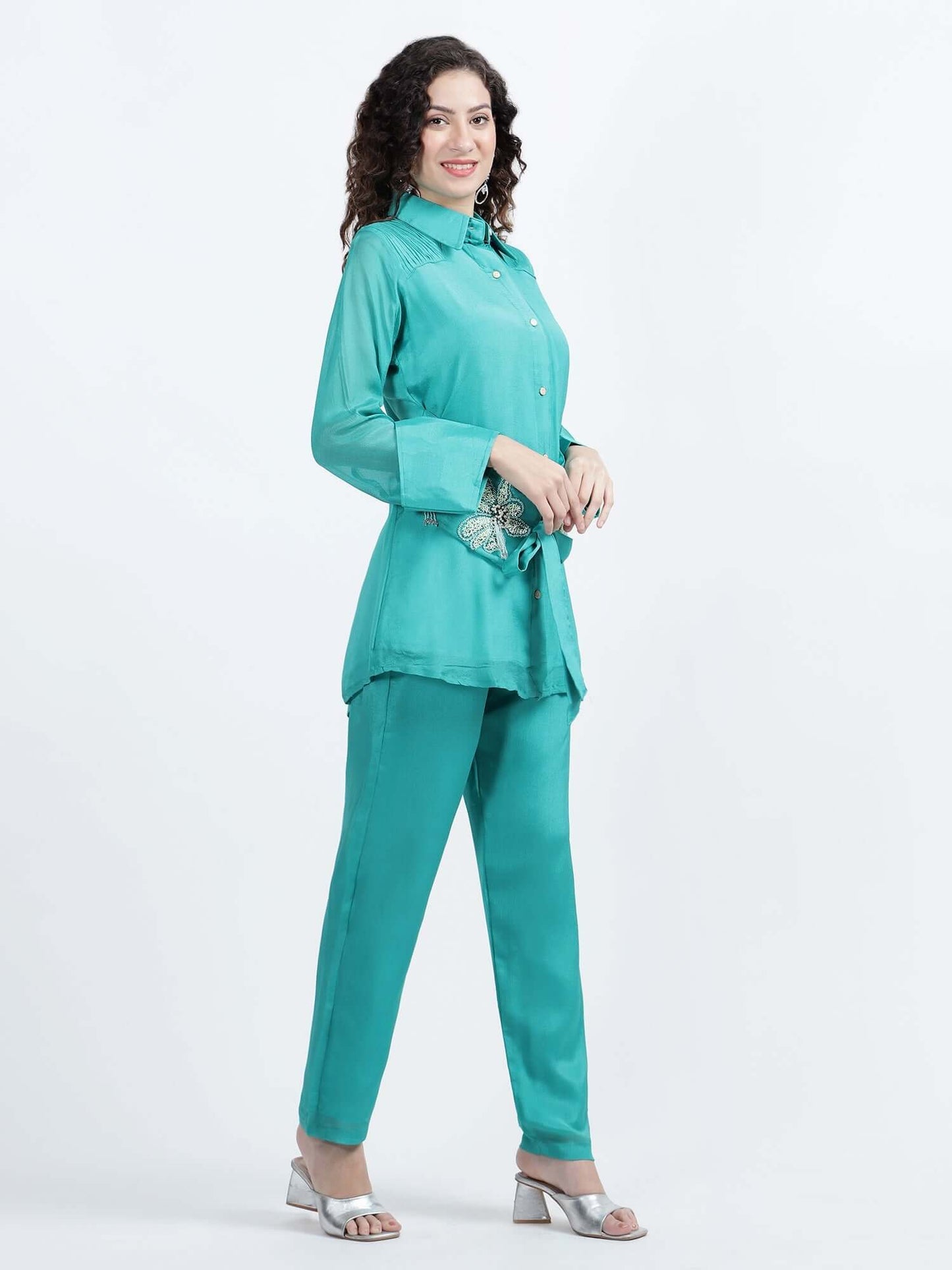 Emerald Green Pure Chinon Co-ord Set - LABEL OSS